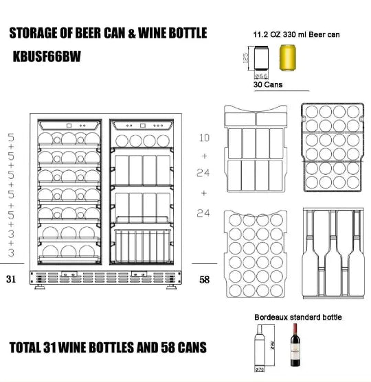KingsBottle | Under Counter Low-E Glass Door Wine &amp; Drinks Combo Kingsbottle
