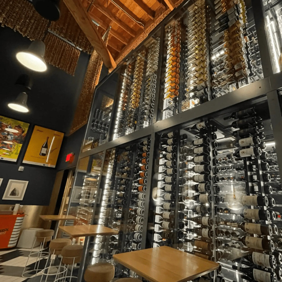 Ultra Wine Racks &amp; Cellars | Floor-To-Ceiling Mounted Wine Rack Display — 2-Sided (42 Bottles) Ultra Wine Racks &amp; Cellars