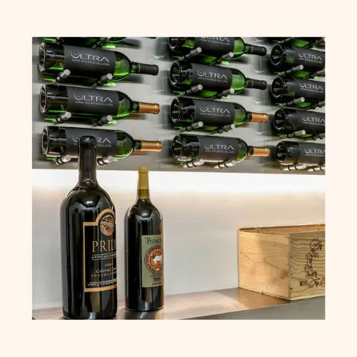 Ultra Wine Racks &amp; Cellars | Fusion HZ Label-Out Wine Wall Black Acrylic (4 Foot) Ultra Wine Racks &amp; Cellars
