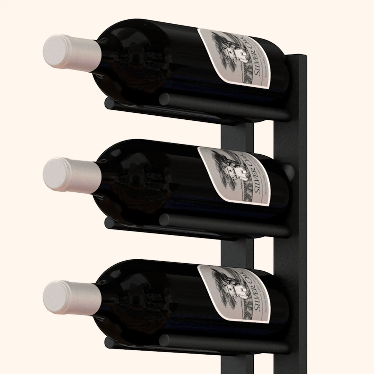 Ultra Wine Racks &amp; Cellars | Straight Wall Rails  1FT Metal Wine Rack (3 Bottles) Ultra Wine Racks &amp; Cellars