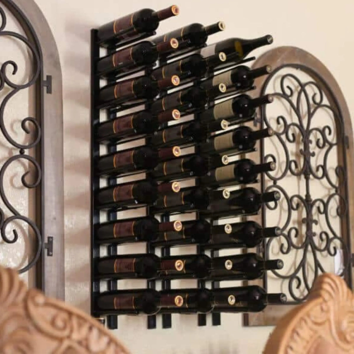 Ultra Wine Racks &amp; Cellars | Straight Wall Rails  3FT Metal Wine Rack (9 Bottles) Ultra Wine Racks &amp; Cellars